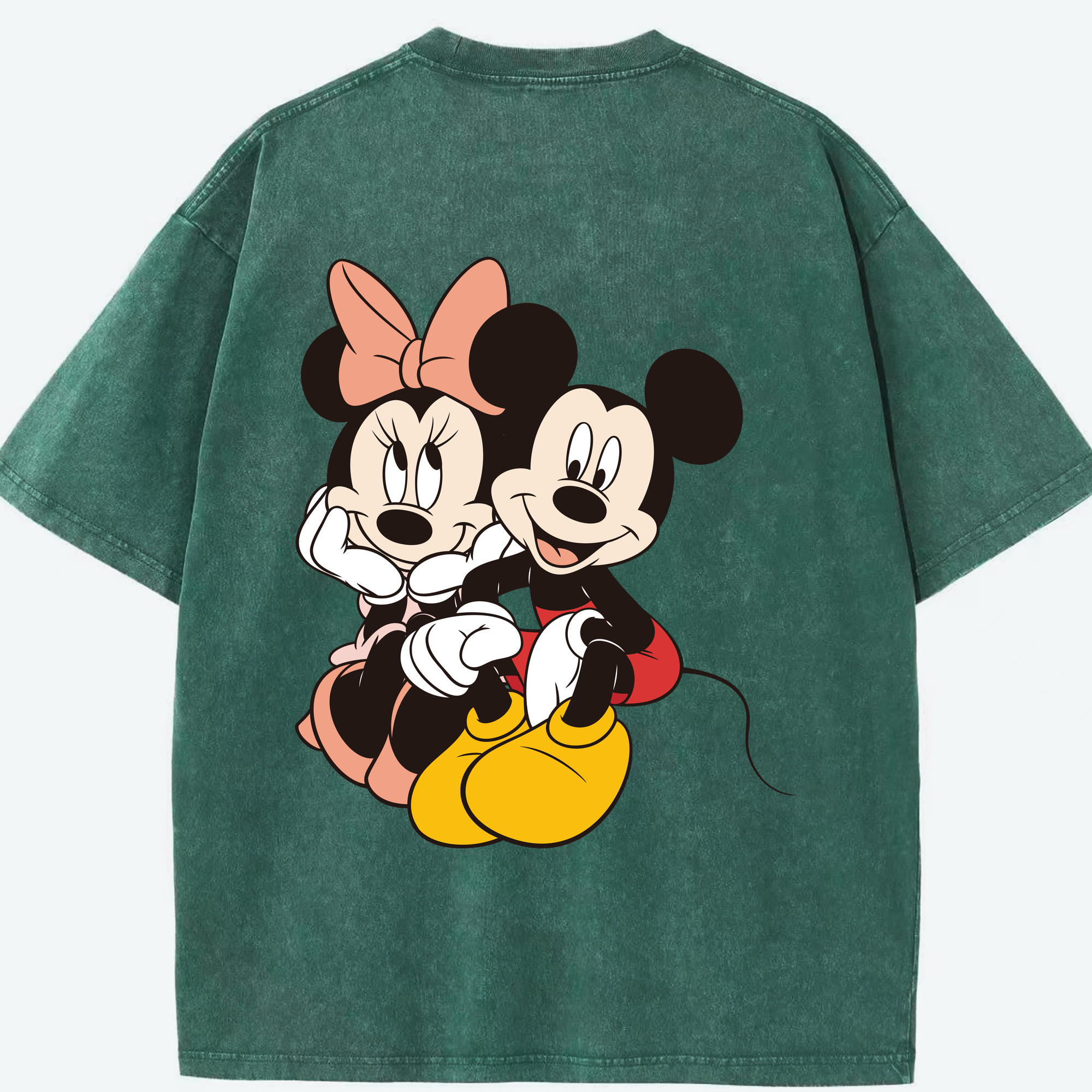 （画像用） ミッキーマウス Mickey Mouse 綿100% ヴィンテージ風 半袖Tシャツ（背面プリント）